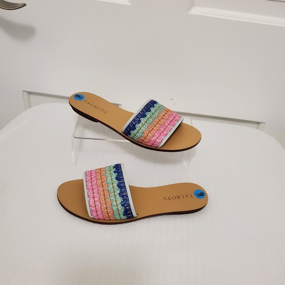 NWOB Talbots "HANNAH ZIG-ZAG" Stripe Straw Slides Size 6, Preppy, Fun, Colorful - Picture 8 of 9